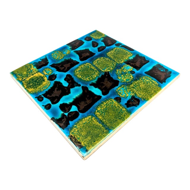 1960s Villeroy & Boch Mettlach Ceramic Tile Trivet For Sale