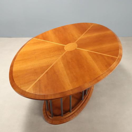 Wood Vintage Oval Walnut Table, 1980s For Sale - Image 7 of 9