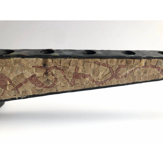 David Palombo David Palombo Brutalist Hand Forged Iron Mosaic Sculpture Menorah Israeli David Palombo, 1950s For Sale - Image 4 of 11