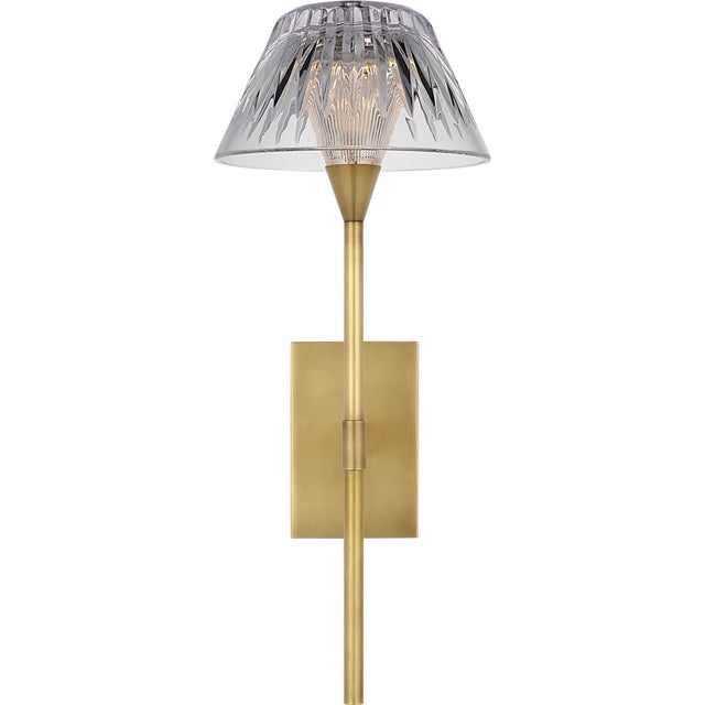 Metal Waterford for Visual Comfort Signature Blaze 14" Sconce in Natural Brass with Clear Crystal For Sale - Image 7 of 14