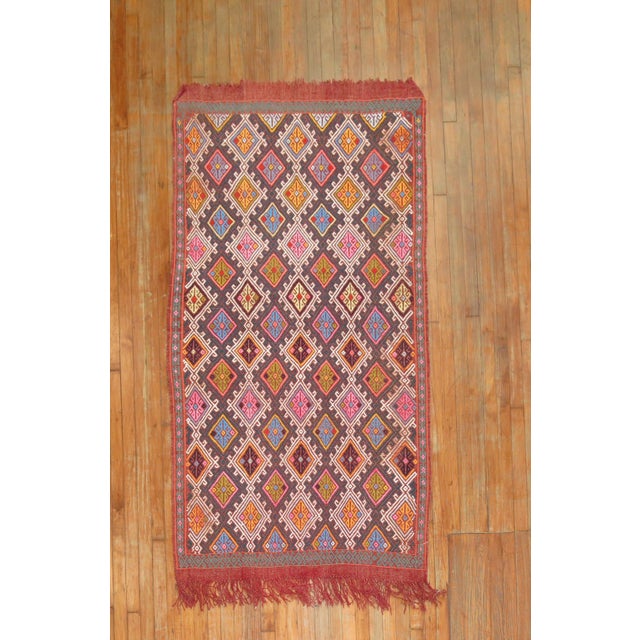 Mid 20th Century Vintage Zabihi Collection Jajim Turkish Flatweave - 3'8" x 6'9" For Sale - Image 5 of 7