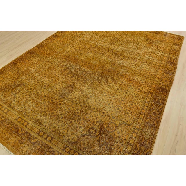 Farmhouse Mood Rug 7’8” X 10’4” Gold Wool Vintage Overdyed Hand-Knotted Carpet For Sale - Image 3 of 14
