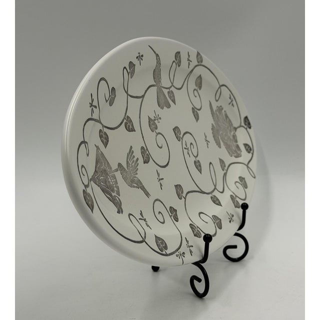 Emilia Castillo 1980s Emilia Castillo Taxco Porcelain & Pure Silver Hummingbird Serving Platter For Sale - Image 4 of 18