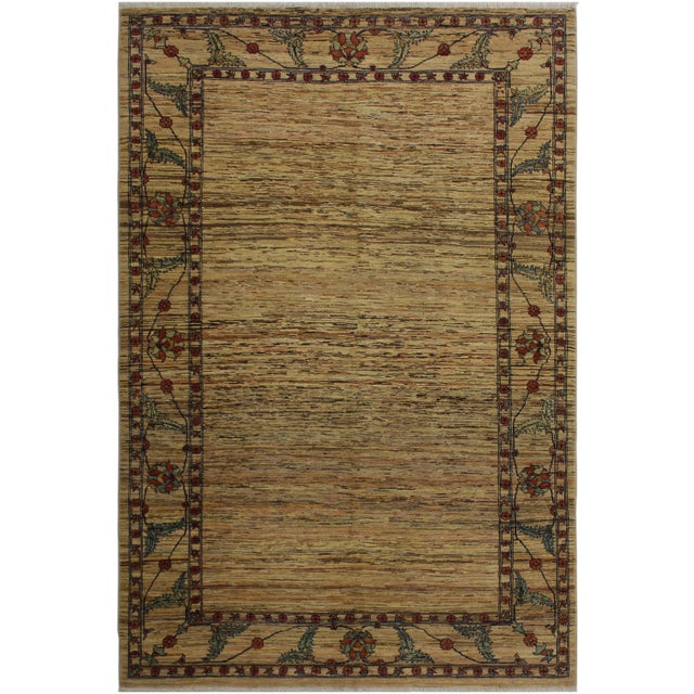 Tan 1970s 1970s Vintage Gabbeh Tan Wool Rug - 6′3″ × 9′ For Sale - Image 8 of 9