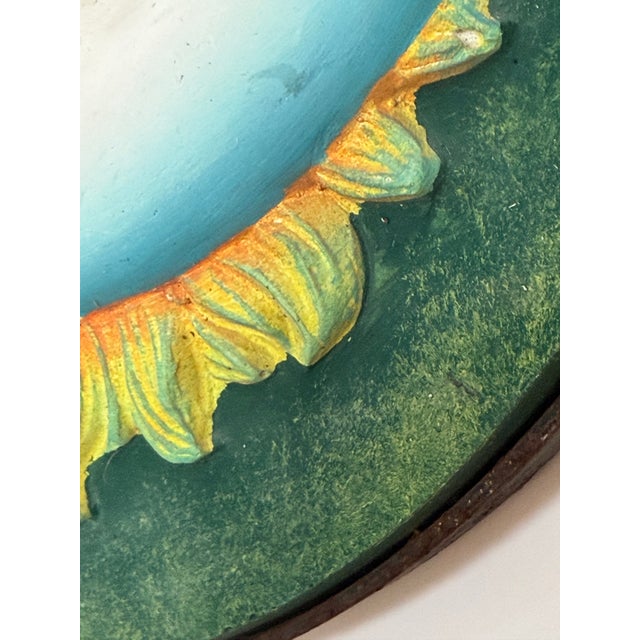 Plaster Painting Sun Moon Rusty Weathered Steel Round (After Sergio Bustamante) For Sale - Image 15 of 18