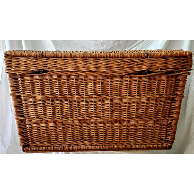 Antique Wicker Trunk With Brass Fixtures | Chairish