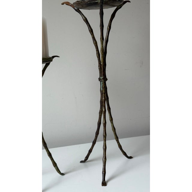 Verdigris Bamboo Iron Candle Holders For Sale In Charleston - Image 6 of 11