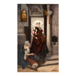 Henry L. Richter Charity Oil on Canvas, 19th C.