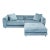 Rove Concepts Modern Light Blue Velvet Sectional Sofa With Ottoman For Sale