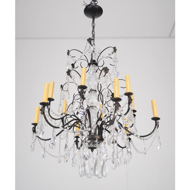 Late 20th Century French Style Twelve Light Crystal Chandelier For Sale - Image 12 of 15