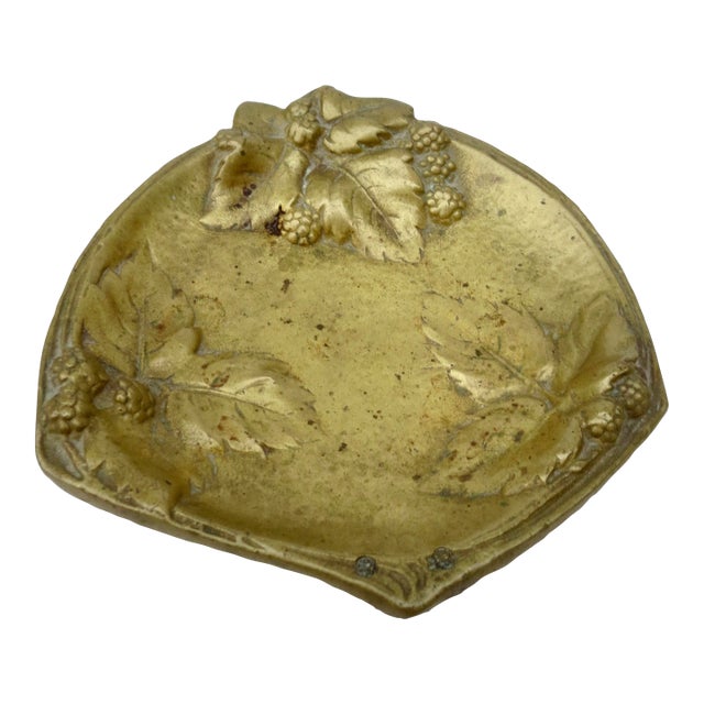 Art Nouveau Bronze Strawberry Pin Tray For Sale