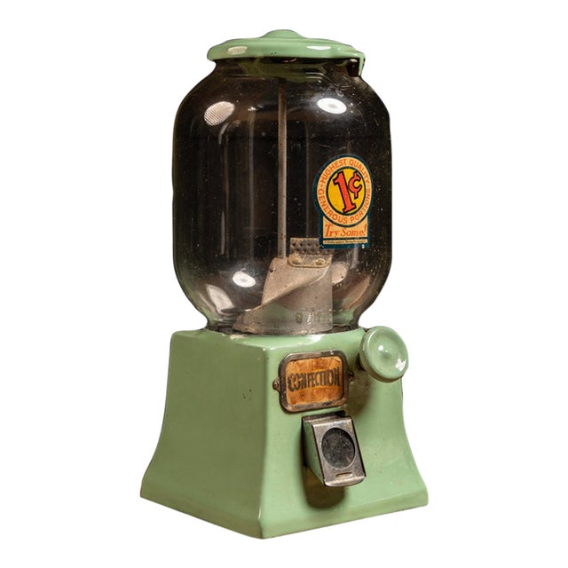 Vintage Porcelain "Penny Merchandiser" Gumball Machine by Northwestern For Sale