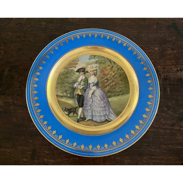 Royal Blue Antique 19th C. Royal Vienna Style 10.5" Cobalt & Gilt Signed Cabinet Plates - Set of 6 For Sale - Image 8 of 18
