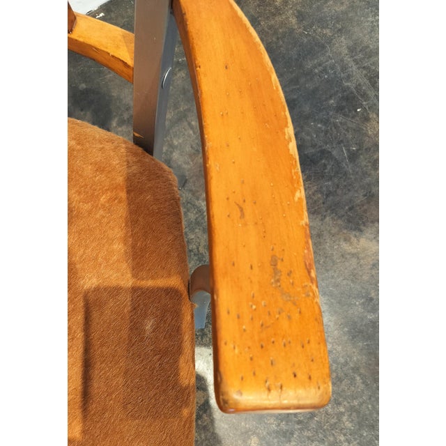Silver Mid Century Modern Auluminum Wood and Cow Hide Chairs -Set of 3 For Sale - Image 8 of 8