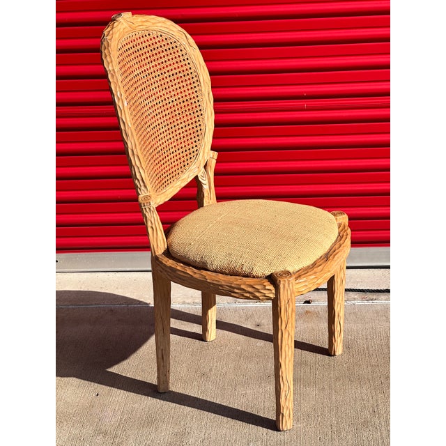 Faux Bois Carved Wood Dining Chairs Pair Chairish