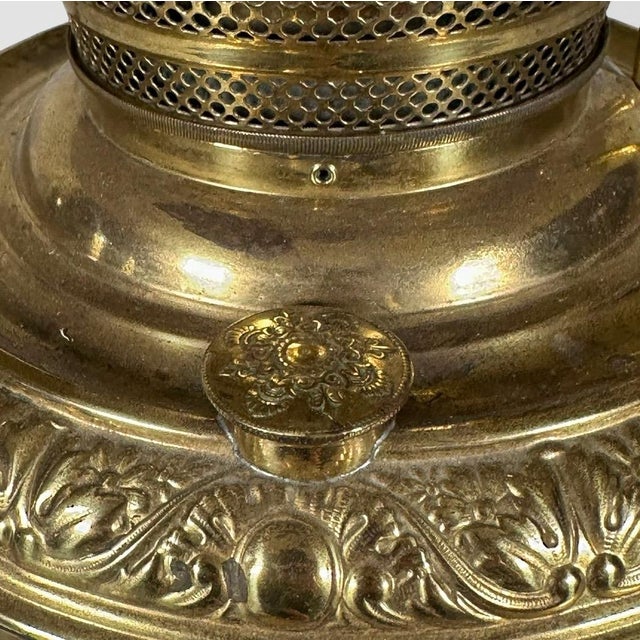 Antique Thomas B Adams and Sons Electrified Brass Oil Lamp For Sale In Portland, ME - Image 6 of 13