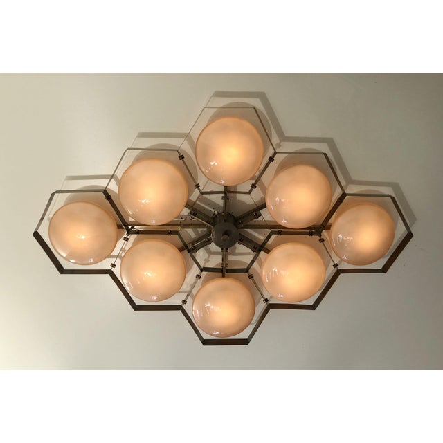 Not Yet Made - Made To Order 21st Century Hive Bronze Glossy Gray Murano Flush Mount by Fabio LTD For Sale - Image 5 of 6