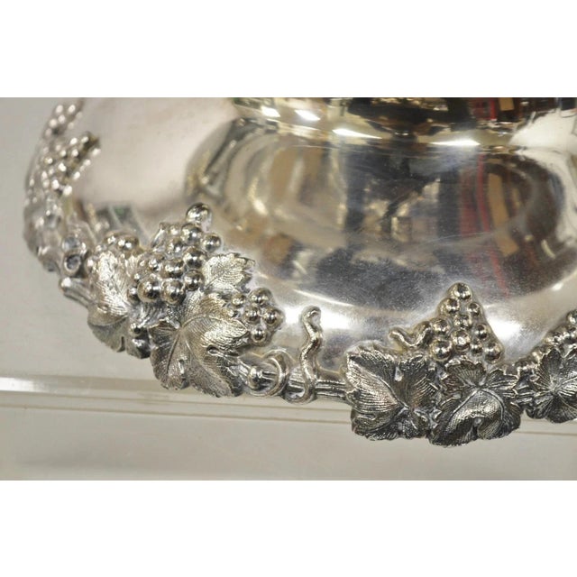 Silver Vintage English Victorian Silver Plated Grapevine Pedestal Base Punch Bowl For Sale - Image 8 of 10