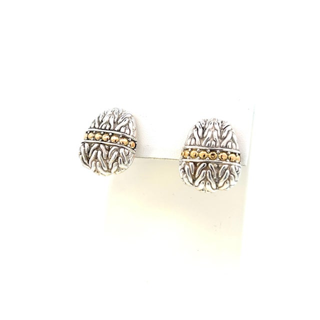 1990s John Hardy Estate Earrings Sterling Silver 18k Y Gold, 2 Pieces For Sale In New York - Image 6 of 10