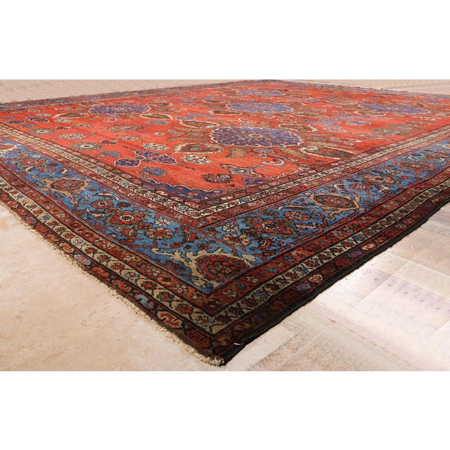 Red Late 19th Century Persian Sultanabad Rug, 15'06 X 18'03 For Sale - Image 8 of 11