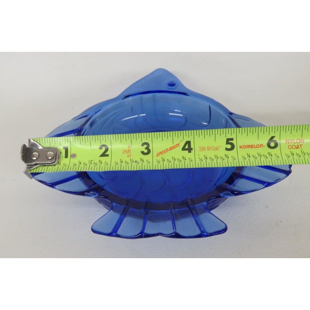 Hazel Atlas Cobalt Blue Angel Fish Bowl Depression Glass Ashtray Dish 4888b For Sale - Image 12 of 12
