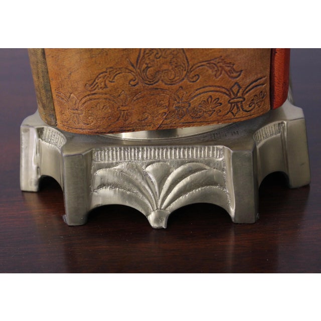 1990s Wildwood Leather Book Spine & Brass Lamp For Sale - Image 5 of 10