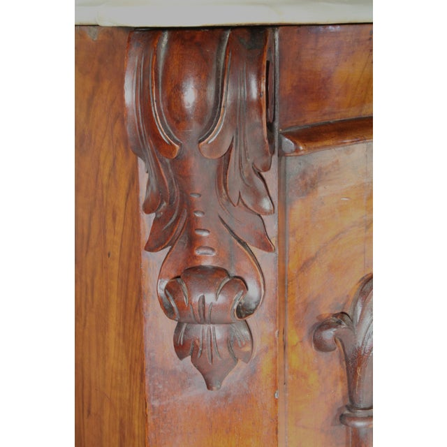 Brown English Victorian Burl Walnut and Walnut Two Door Cabinet With Marble Top For Sale - Image 8 of 13