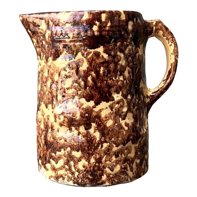 Vintage Ceramic Spatterware Pitcher For Sale