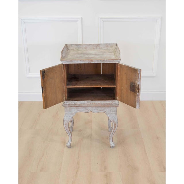 18th Century Rococo Nightstand in Later Grey Paint For Sale - Image 4 of 9
