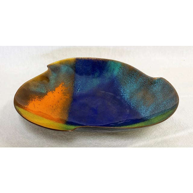 Mid-Century Modern Vintage Mid Century Modern Handcrafted Bovano Chesire Copper Enamel Dish For Sale - Image 3 of 12