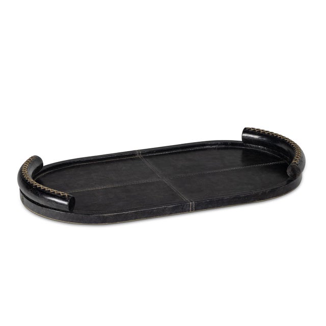 2020s Forte Leather Tray Oval, Black For Sale - Image 5 of 5