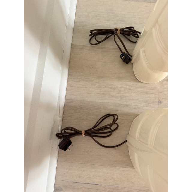 Textile Mid 20th Century Pair of Mid Century Modern Style Lamps With New Brown Linen Shades For Sale - Image 7 of 7
