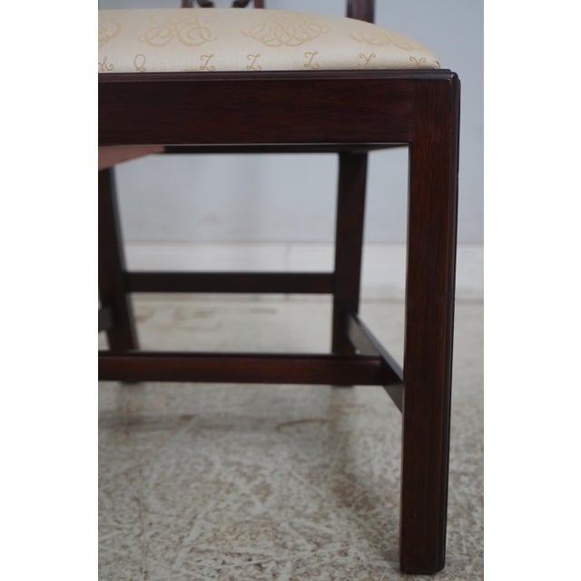 Wood Set of 6 Henkel Harris Mahogany Chippendale Style Side Dining Chairs For Sale - Image 7 of 18