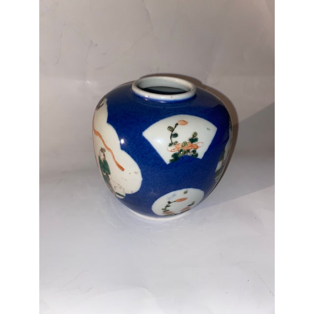 Antique Chinese Blue & White Famille Verte Figural Ginger Jar For Sale - Image 4 of 8