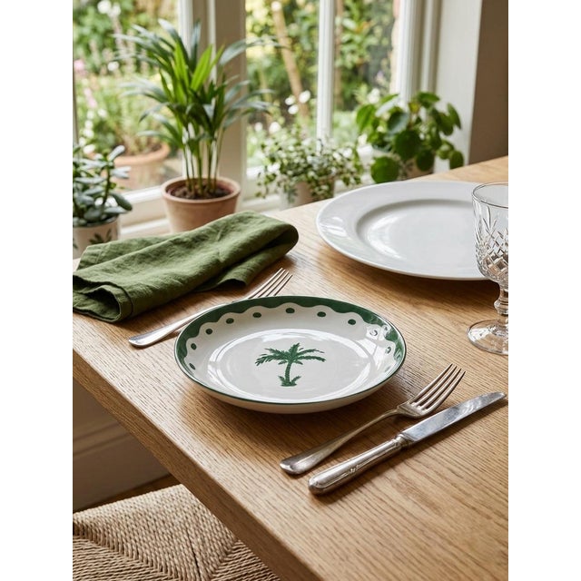 Ceramic Fern & Co. For Anthropologie Palm Tree Dessert Plate For Sale - Image 7 of 11