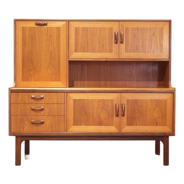 1960s Mid Century Modern Vintage Teak Tall Credenza Bufffet by G Plan For Sale