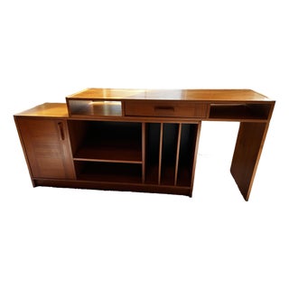 Mid Century Modern 2-Piece Teak Expandable Desk/Media Center For Sale