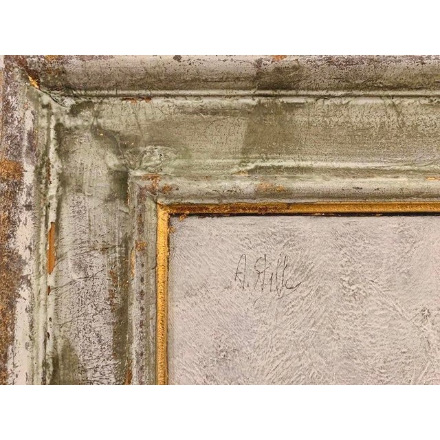Gold Andrea Stella "Among the Etruscan Ruins" Large Gold Leaf Oil Mixed Media Painting, Figurative, Italian Contemporary Art, 2010 For Sale - Image 8 of 11