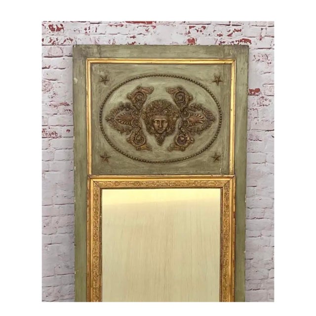 18th Century Antique French Trumeau Mirror in Gilt Wood, Neoclassical For Sale In Tampa - Image 6 of 12