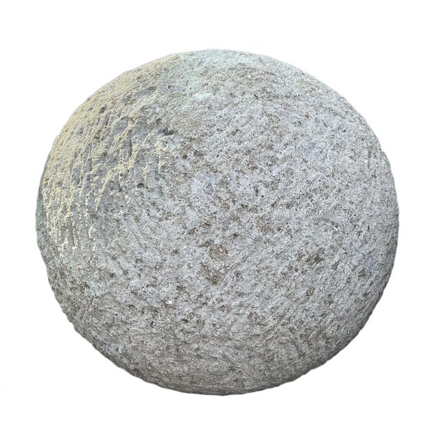 Late 20th Century Vintage Rustic Stone Garden Sphere 20" For Sale - Image 5 of 5