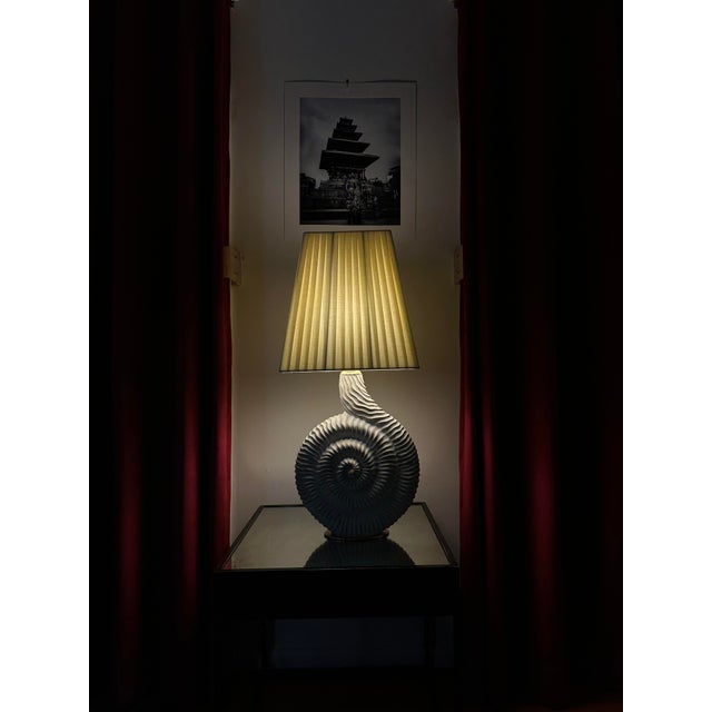 White Late 20th Century Signed Mangani Italy Porcelain Shell Table Lamp For Sale - Image 8 of 13