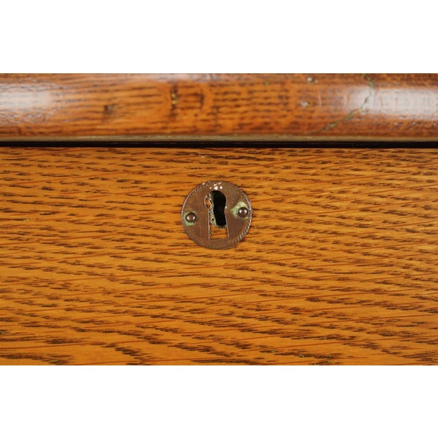 Wood Vintage Traditional Tiger Oak Tall Dresser With Beveled Mirror For Sale - Image 7 of 14