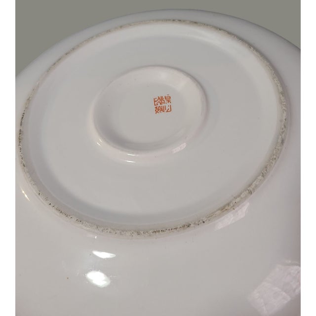 Vintage Chinoiserie Famille Rose Hand Painted Figural Large Serving Bowl For Sale - Image 10 of 11