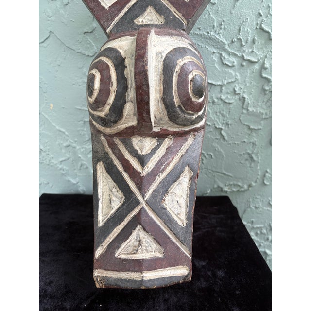 Large Hand-Carved African Tribal Mask Sculpture in Painted Wood, 23.25”h For Sale - Image 10 of 12