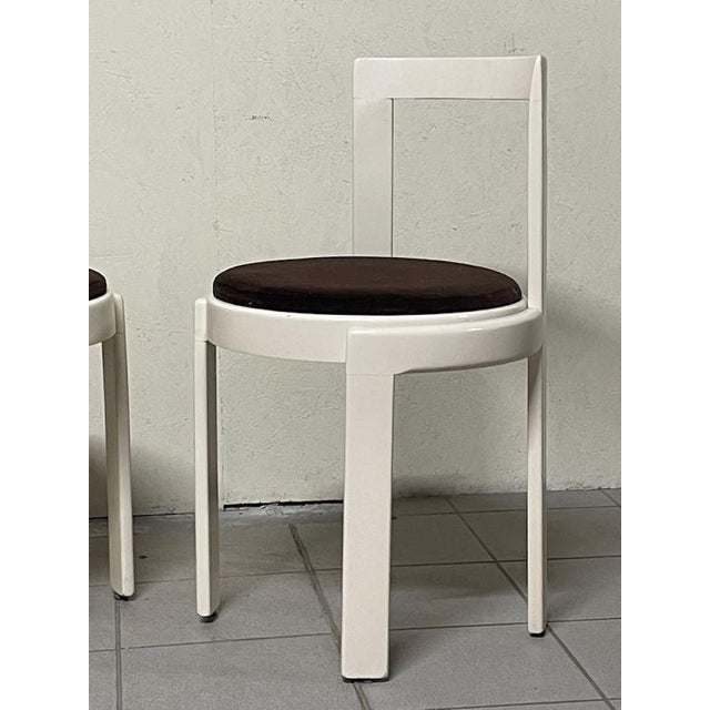 Wood Lacquered Wood and Fabric Chairs, 1970s, Set of 4 For Sale - Image 7 of 16