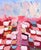 A modern abstract pastoral landscape An elegant, abstract oil painting of birds, sheep and angels in nature executed in a...