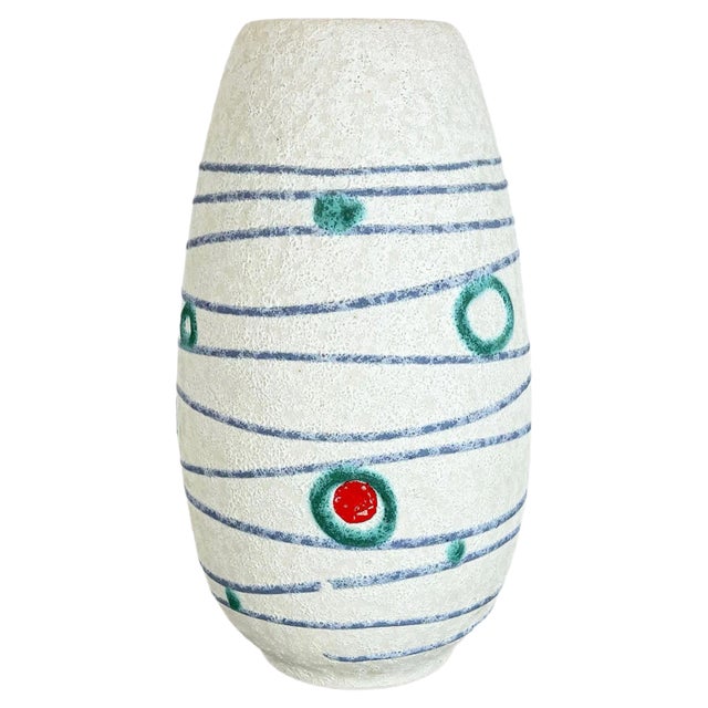 Colorful Fat Lava Stripe & Dots Pottery Vase from Jasba Ceramics, Germany, 1950s For Sale