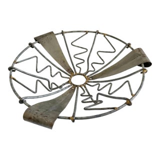 French Folk Art Metal Basket Bowl For Sale