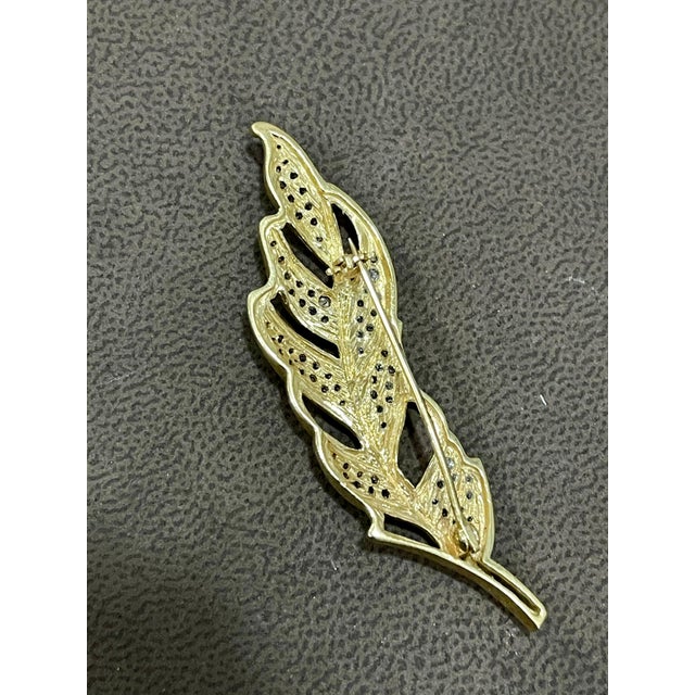 0.6 Carat Leaf Shaped Diamond 14 Karat Gold Pin or Brooch Affordable, Estate For Sale - Image 18 of 18