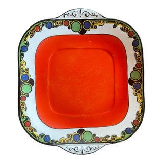 1930s Art Deco English Staffordshire Minton Clarice Cliff Style Double Handle Platter For Sale